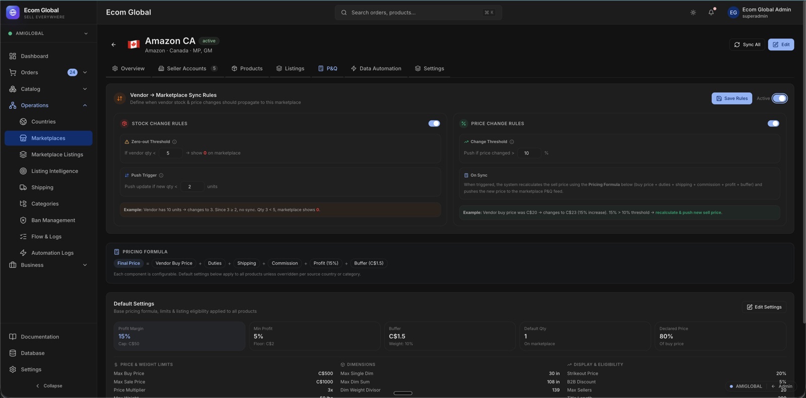 Ecom Global automation rules engine