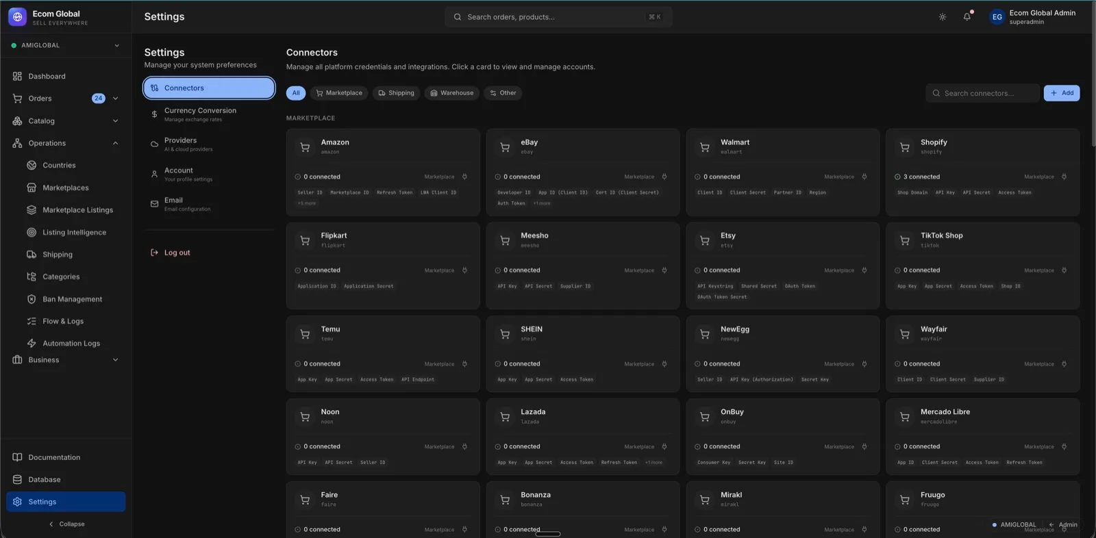 Ecom Global marketplace connectors